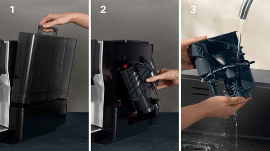 Kaffeevollautomat mit Cold Brew & 5" Smart-Display. Inklusive: App-Anbindung, individuelle Aromaprofile, 10 Favoriten & automatische Dampfreinigung. Farbe: silber metallic