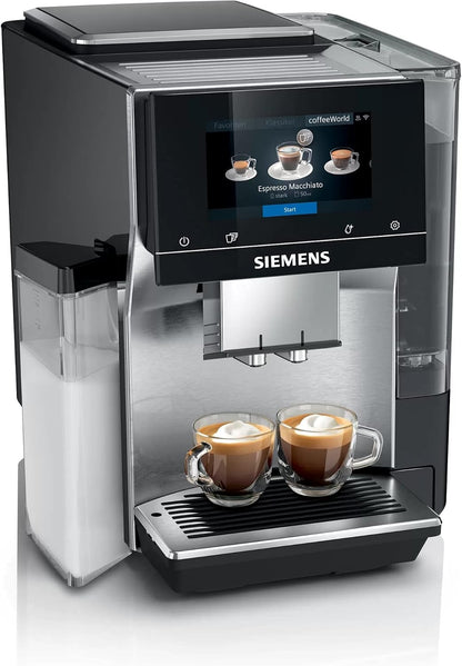 SIEMENS-Kaffeevollautomat EQ900 TQ903D43, intuitives 6,8" TFT-Display, Geräuschreduzierung App-Steuerung, Barista-Modus, AromaSelect, 3 Profile, edelstahl