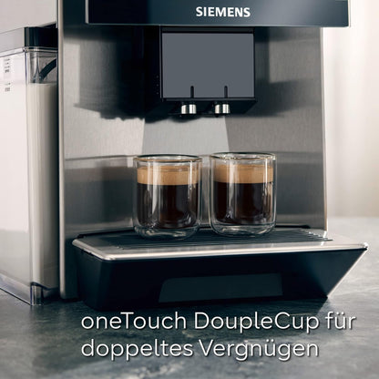 SIEMENS-Kaffeevollautomat EQ900 TQ903D43, intuitives 6,8" TFT-Display, Geräuschreduzierung App-Steuerung, Barista-Modus, AromaSelect, 3 Profile, edelstahl