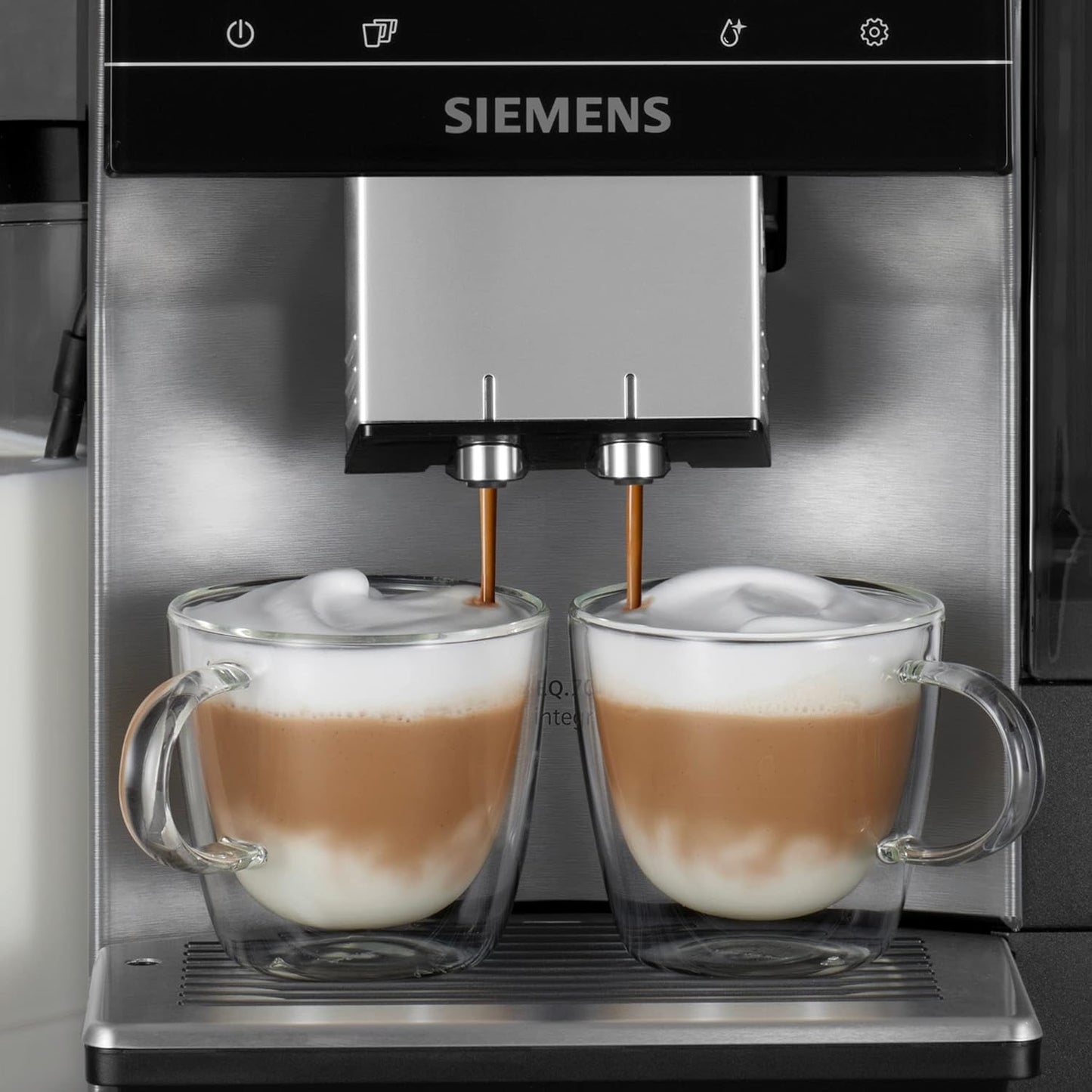 SIEMENS-Kaffeevollautomat EQ900 TQ903D43, intuitives 6,8" TFT-Display, Geräuschreduzierung App-Steuerung, Barista-Modus, AromaSelect, 3 Profile, edelstahl