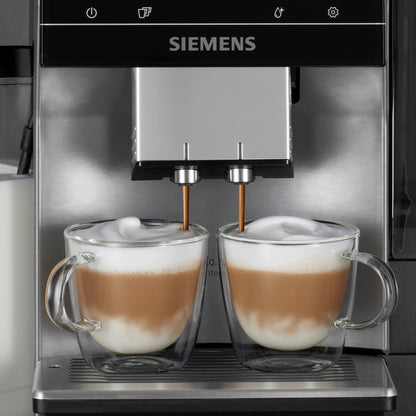 SIEMENS-Kaffeevollautomat EQ900 TQ903D43, intuitives 6,8" TFT-Display, Geräuschreduzierung App-Steuerung, Barista-Modus, AromaSelect, 3 Profile, edelstahl