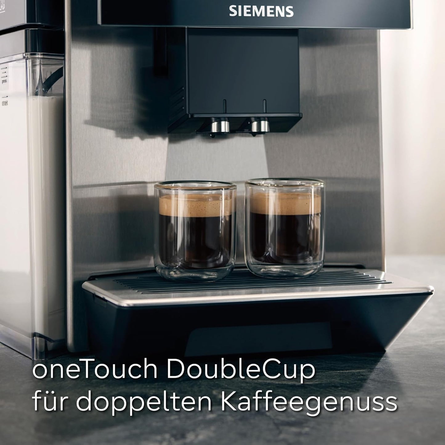 SIEMENS-Kaffeevollautomat EQ900 TQ903D43, intuitives 6,8" TFT-Display, Geräuschreduzierung App-Steuerung, Barista-Modus, AromaSelect, 3 Profile, edelstahl