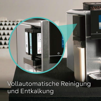 SIEMENS-Kaffeevollautomat EQ900 TQ903D43, intuitives 6,8" TFT-Display, Geräuschreduzierung App-Steuerung, Barista-Modus, AromaSelect, 3 Profile, edelstahl