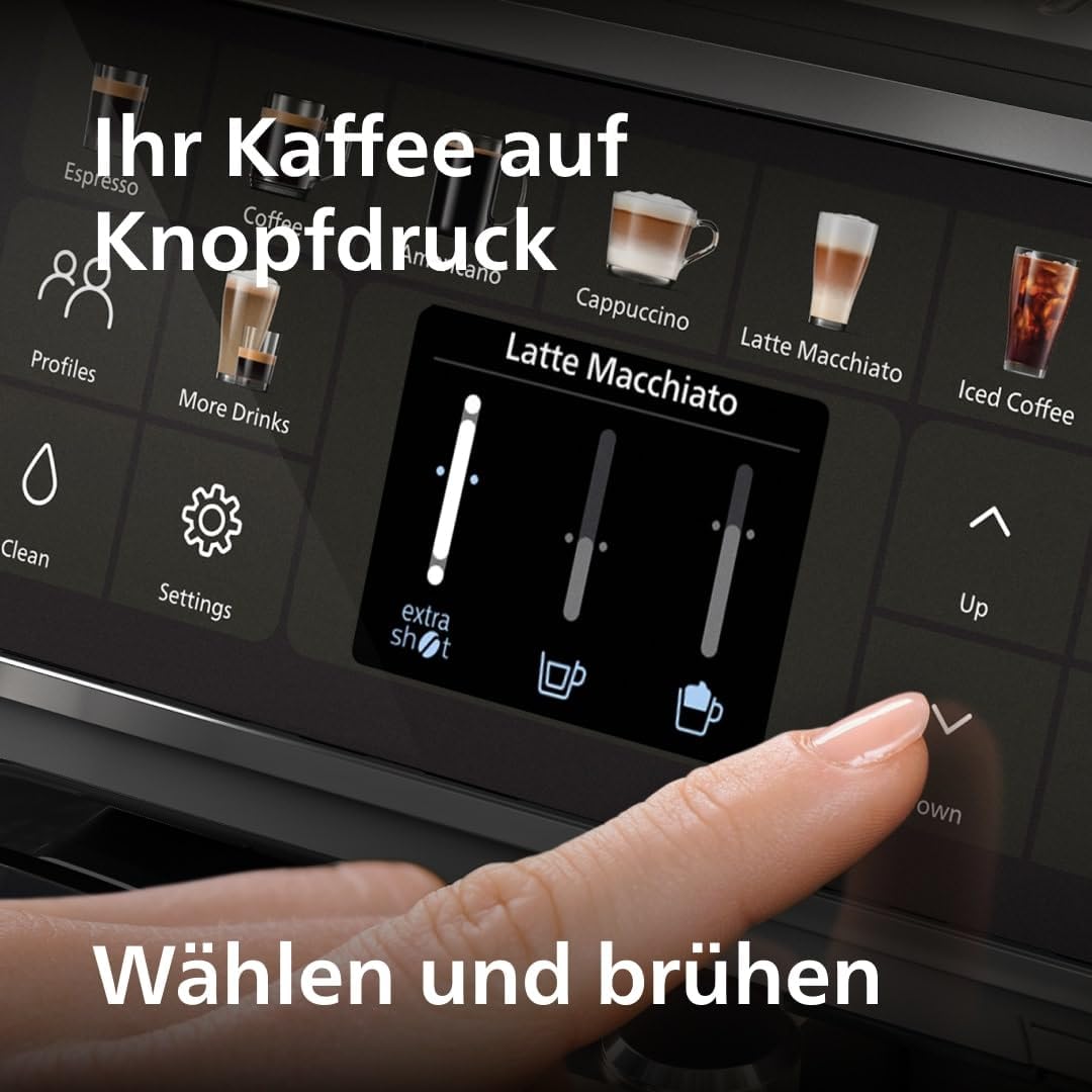 Wählen Sie eines von 20 köstlichen Kaffeerezepten auf dem LatteGo 5500. Vom Milchkaffee bis zum erfrischenden Eiskaffee. LatteGo macht seidig weichen Schaum