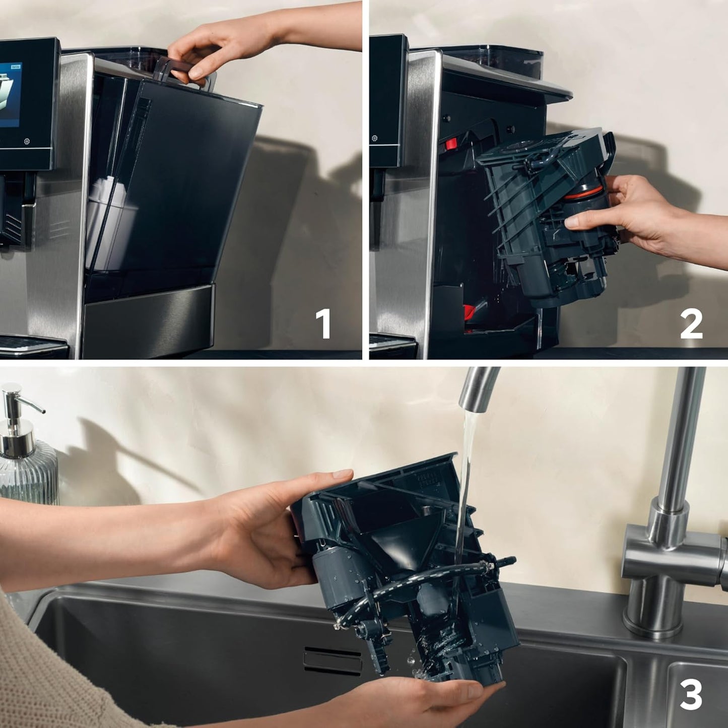 SIEMENS-Kaffeevollautomat EQ900 TQ903D43, intuitives 6,8" TFT-Display, Geräuschreduzierung App-Steuerung, Barista-Modus, AromaSelect, 3 Profile, edelstahl