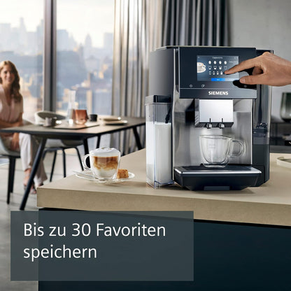 SIEMENS-Kaffeevollautomat EQ900 TQ903D43, intuitives 6,8" TFT-Display, Geräuschreduzierung App-Steuerung, Barista-Modus, AromaSelect, 3 Profile, edelstahl