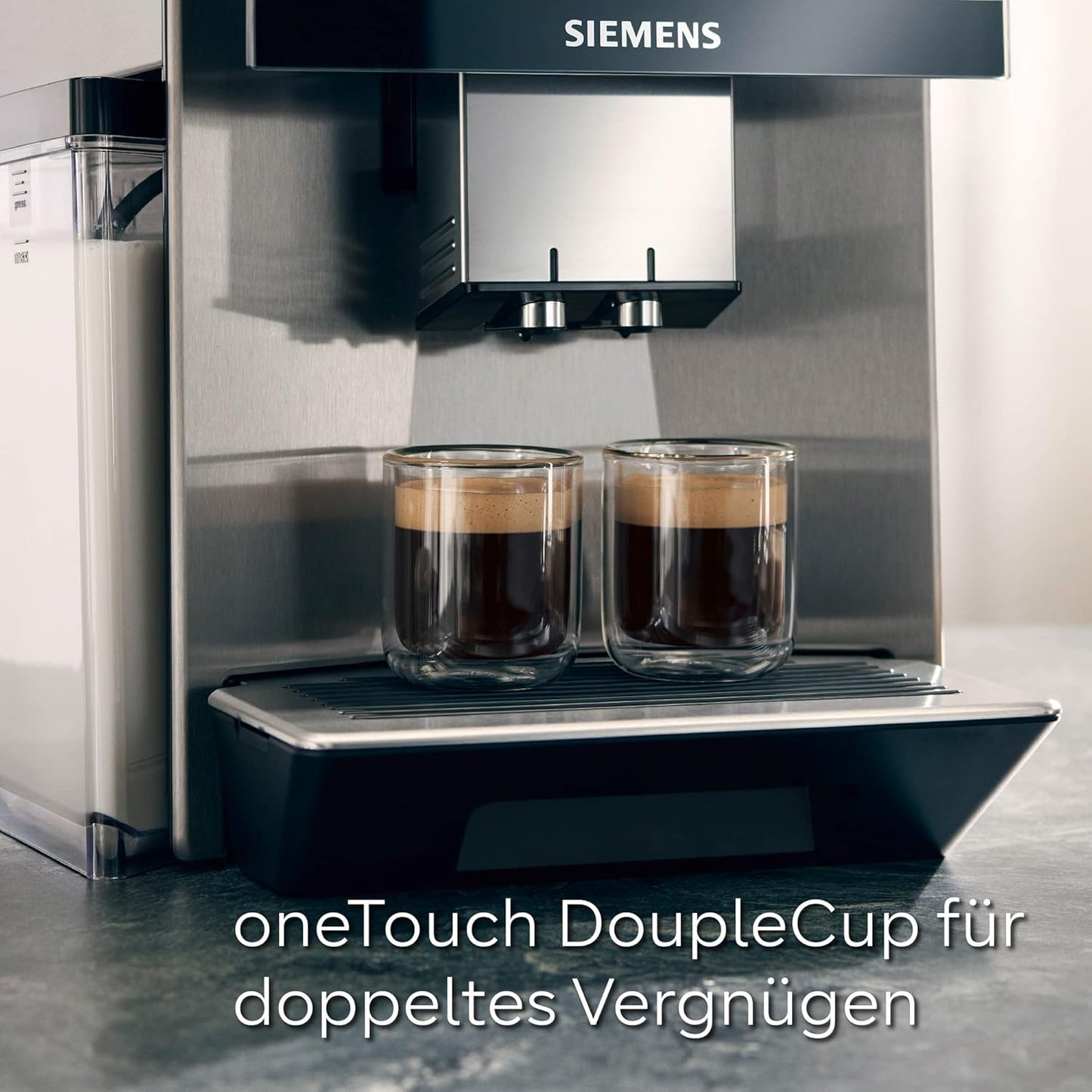 SIEMENS-Kaffeevollautomat EQ900 TQ903D43, intuitives 6,8" TFT-Display, Geräuschreduzierung App-Steuerung, Barista-Modus, AromaSelect, 3 Profile, edelstahl