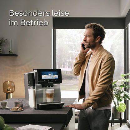 SIEMENS-Kaffeevollautomat EQ900 TQ903D43, intuitives 6,8" TFT-Display, Geräuschreduzierung App-Steuerung, Barista-Modus, AromaSelect, 3 Profile, edelstahl